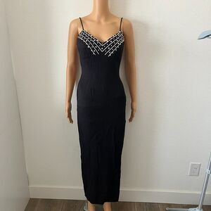 Vintage Jessica Mcclintock Gunne Sax Maxi Dress Womens 5/6 Black Peals Formal